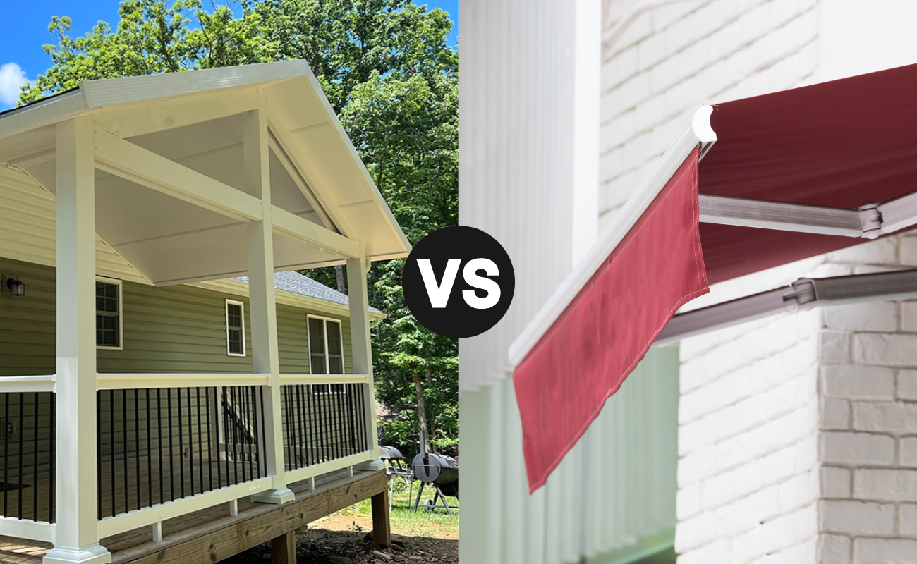 graphic illustrating patio cover vs retractable awning