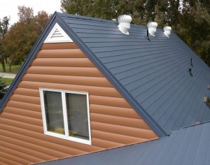 Nebraska home with steel log style siding.